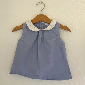 French Brand, Jacadi, Blue Chambray Top, 6-9 mos